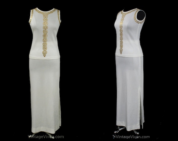Size 4 Mod 1960s Dress - Sleeveless Sexy White Kn… - image 1