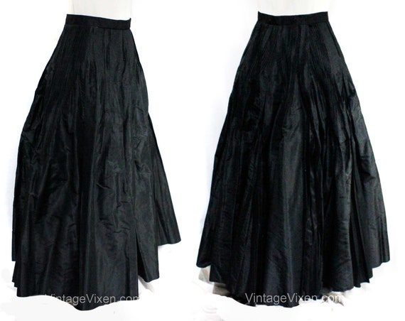 1890s Black Silk Skirt with Accordion Pleats & Ch… - image 10