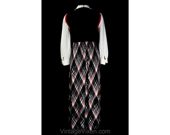 Size 6 Maxi Dress - Small 70s Black Red & White C… - image 8