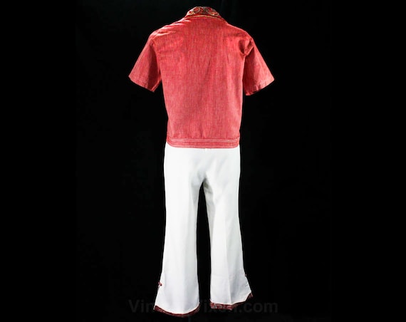 1940s Beach Pajamas - Size 6 Red 40s 50s Cotton J… - image 9