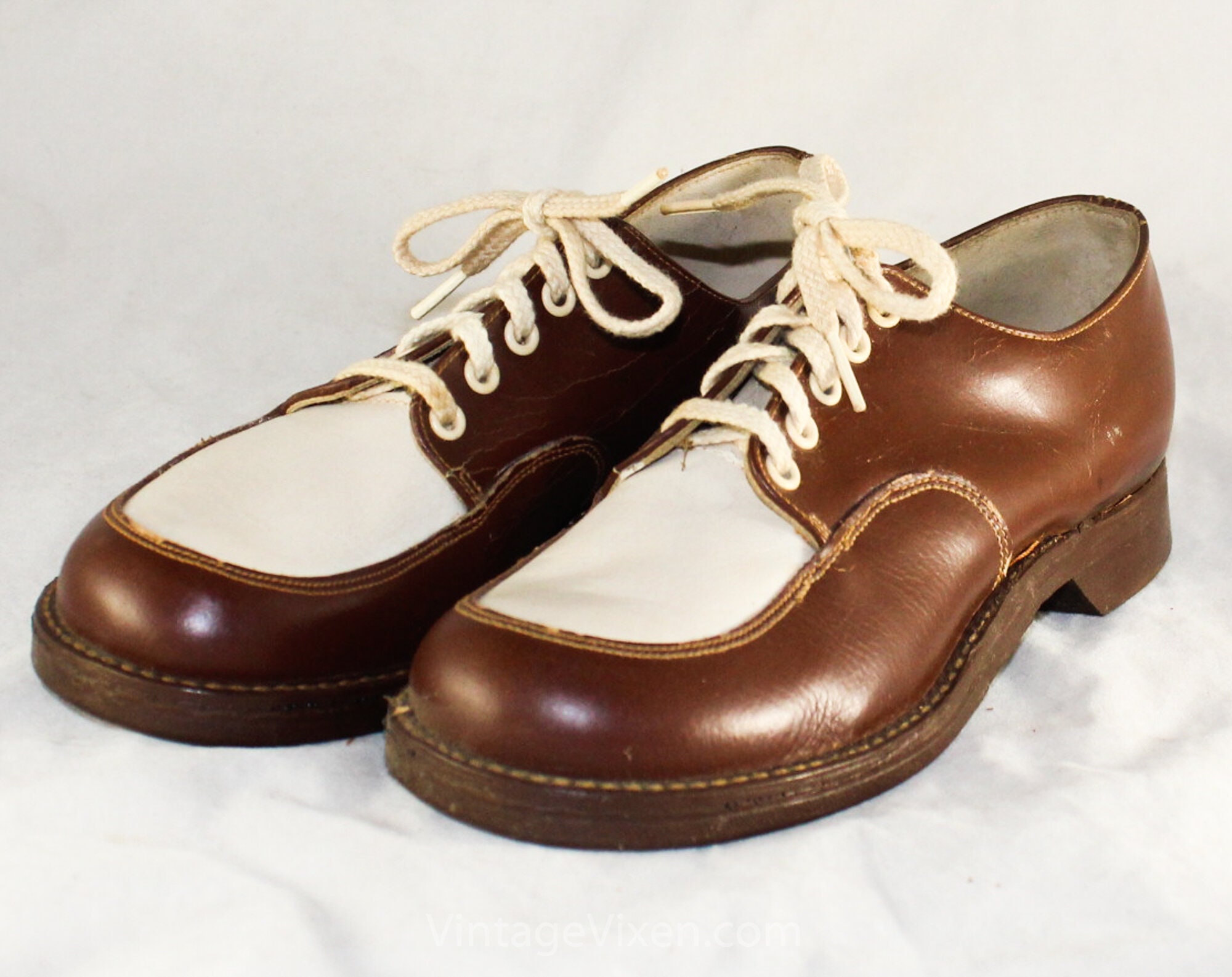 Era del swing Auténtico cuero marrón de la década de 1940 De dos tonos 40s Oxfords Zapatos de carácter para niños para niños Zapatos Zapatos para niño Oxford y con punto en ala 41667-2 Zapatos de estilo Oxford para niños talla 12 