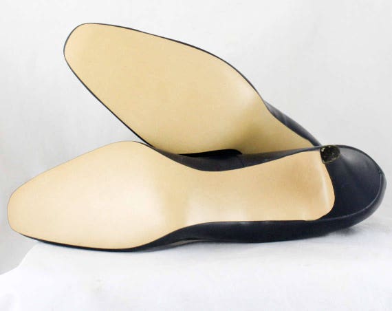 Size 8 Navy Shoes - 1950s 1960s Dark Blue Heels b… - image 4