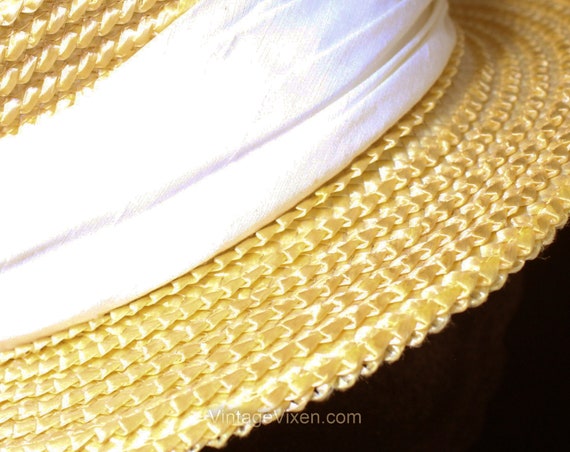 1960s Yellow Breton Hat from I. Magnin - Wide Sum… - image 5