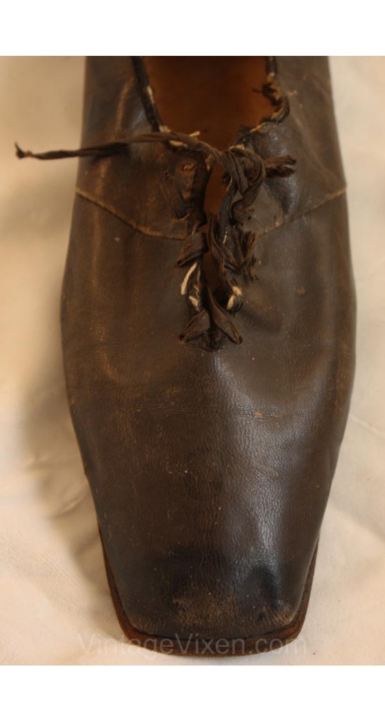 Authentic 1830s Black Leather Lace-Up Shoes Rare Antique | Etsy