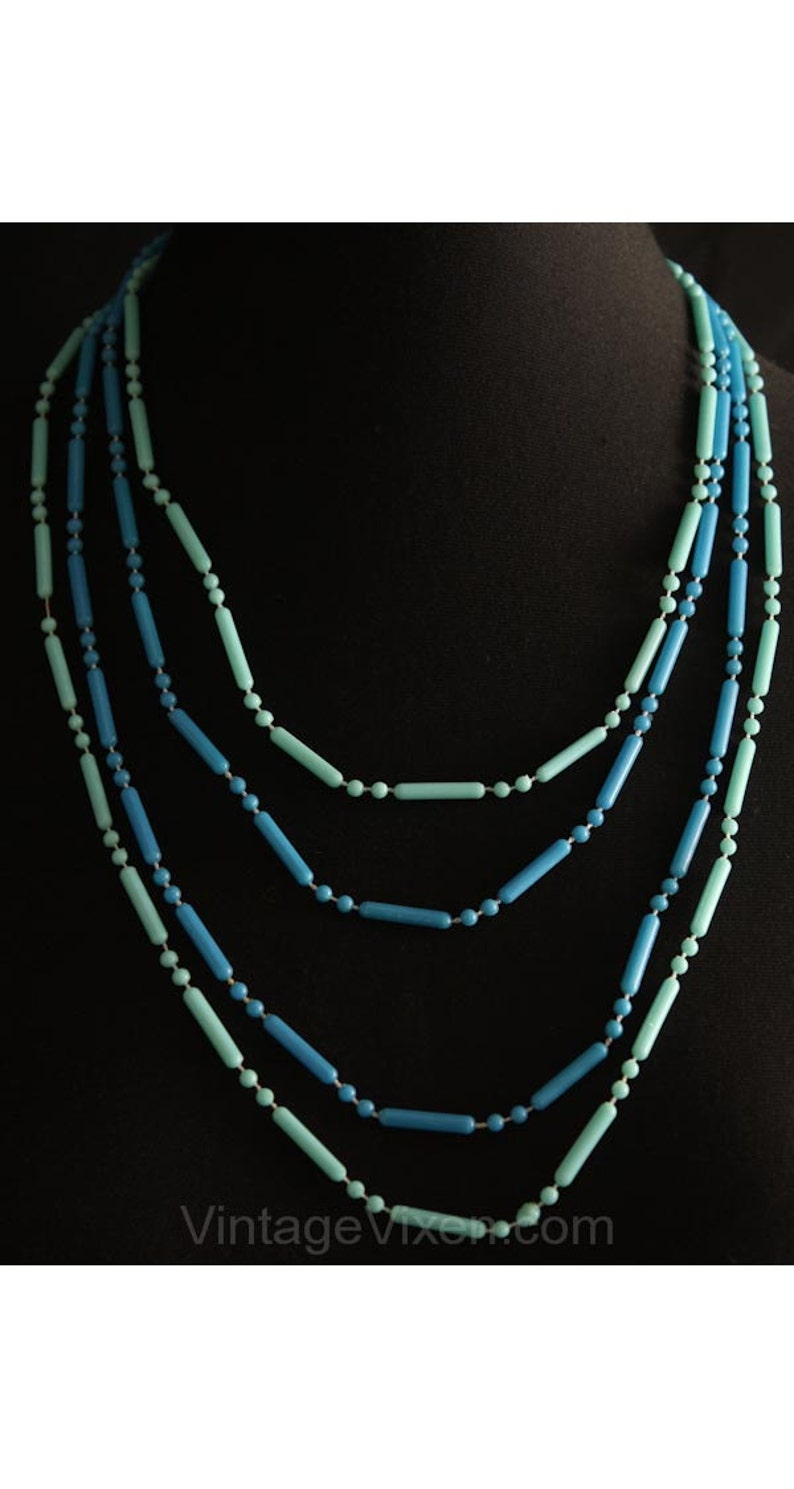 Mint Condition Spring Green Pastel Blue Plastic Pop Style 1960s Lime /& Sky Blue Necklaces 60s Layered Trendy Cute Necklace 34883-1
