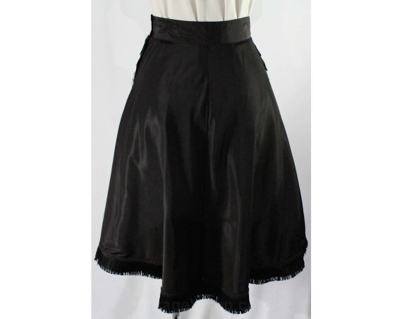 cigarette skirt Size 2 1940s Cigarette Girl Style Black Skirt - Flared Taffeta with Fringe