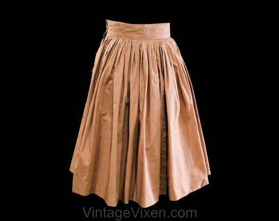 XXS 1940s Full Skirt - Size 2 Mocha Brown Pleated… - image 6