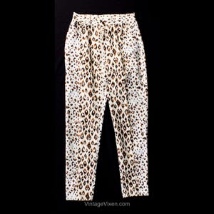 Animal Print Denim Jeans - Ladies Medium 1990s Wild Cat Leopard Spots Print Size 10 - Inseam 30.75 - 90s Brown Black White Cotton - Waist 29