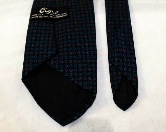 1970s Men's Silk Tie - Royal Blue Black & Red Nec… - image 5
