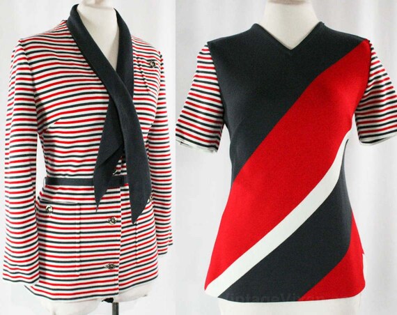 Size 10 Striped Mod 60s Suit - Italian 4Pc Blazer