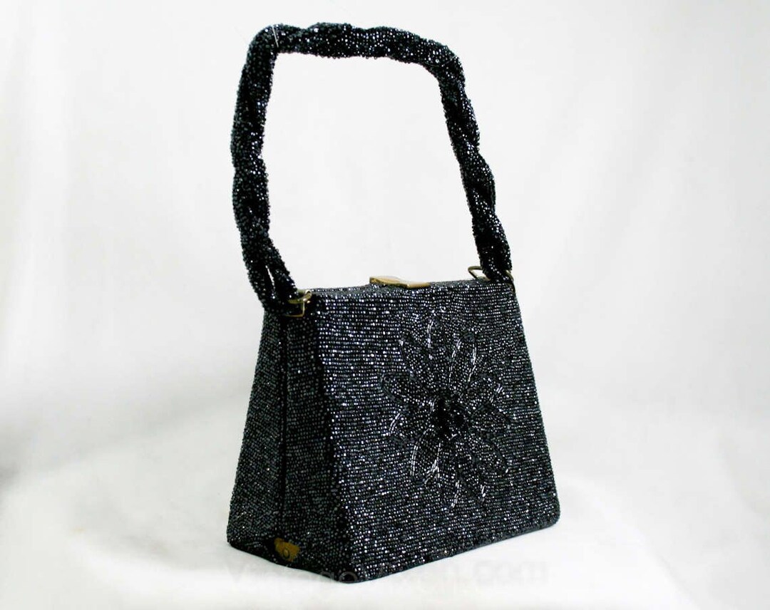 40's Deep Blue Glass Beaded Box Handbag by Torii main image 0