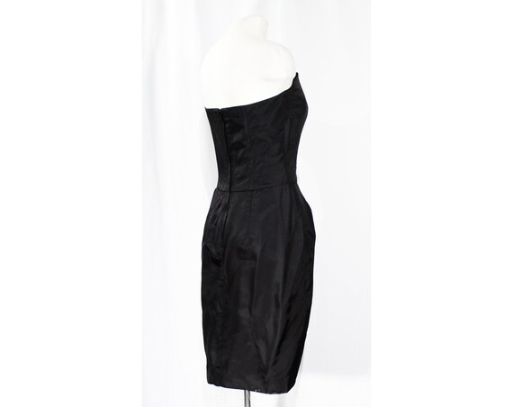 Size 6 Strapless Black Cocktail Dress - Sexy 1990… - image 6