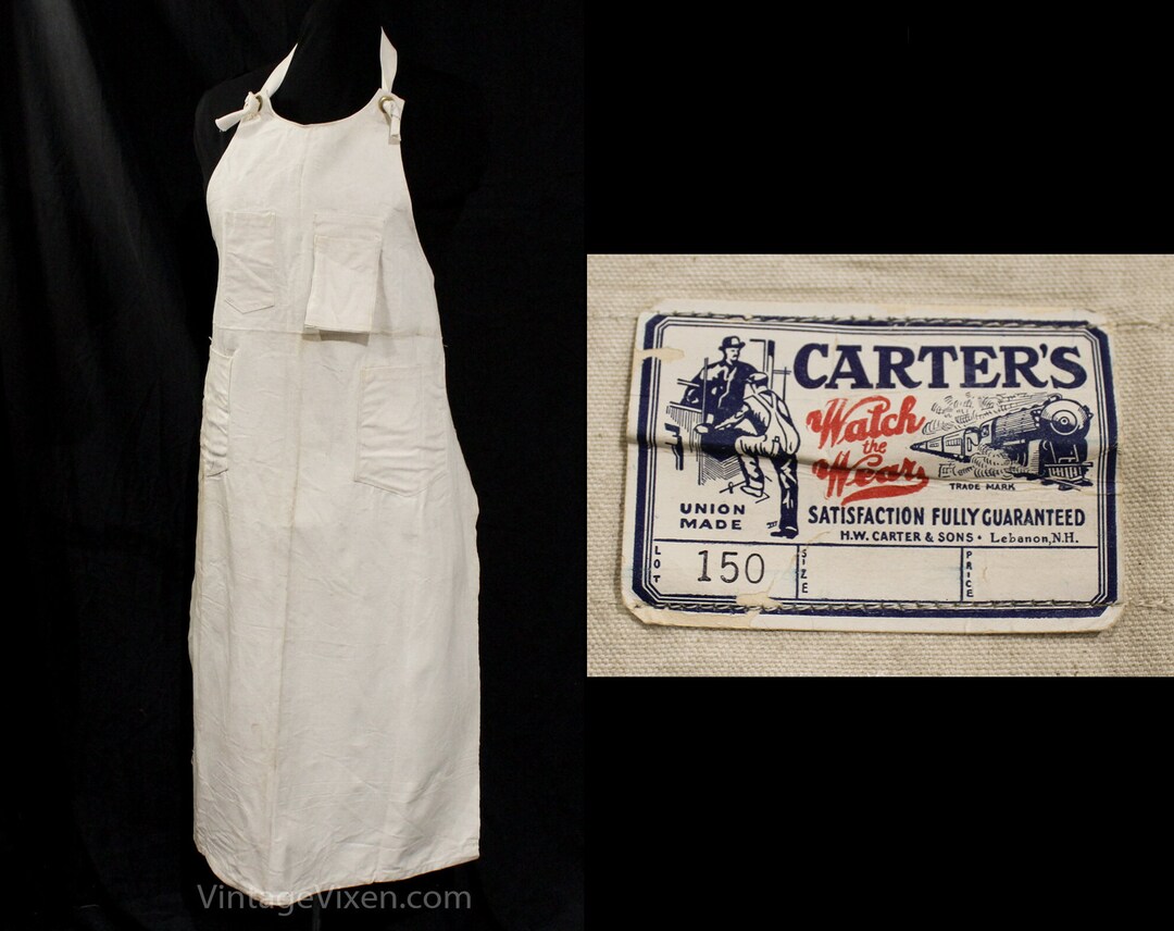 1930s Work Wear Apron - Natural Cotton Canvas by H.W. Carter 1930s Work Wear Apron - Natural Cotton Canvas by H.W. Carter