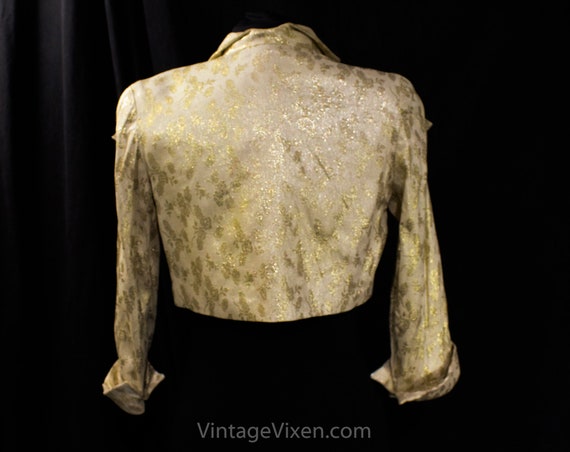 1950s Gold Lamé Jacket - Sexy 50s Metallic Glamou… - image 9