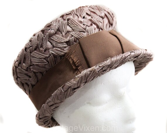 1960s Brown Ladies Hat - Neutral Beige Bucket Bowl Shaped  display picture 3