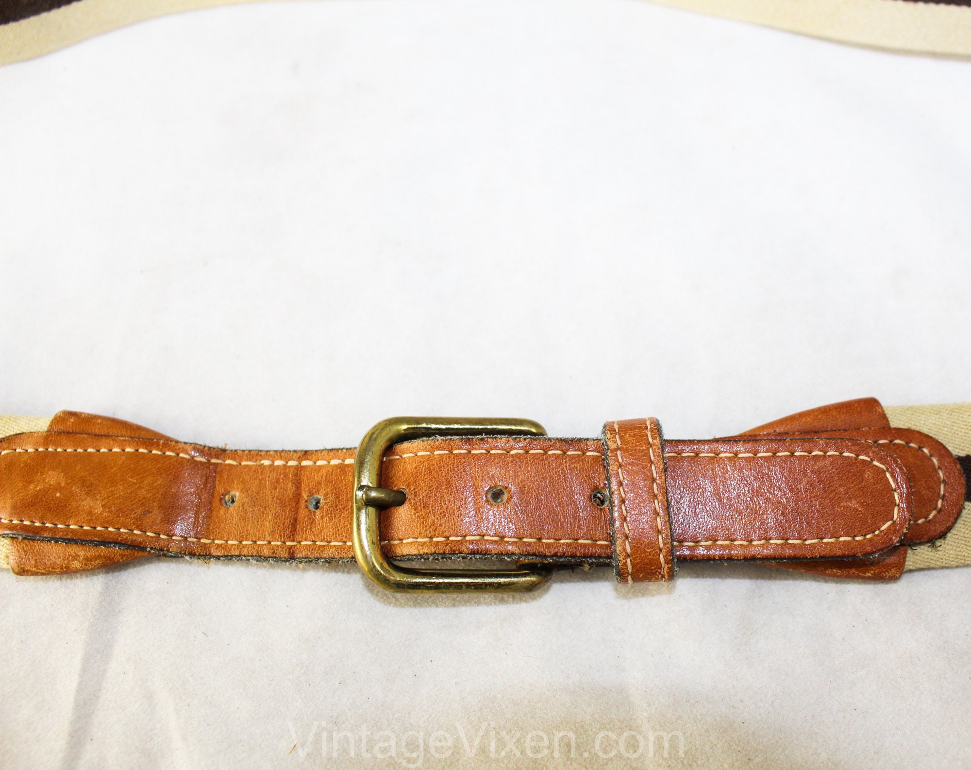 LACOSTE IZOD VTG SOLID BRASS LOGO BUCKLE ADJUSTABLE STRIPE WOOL BELT ENGLAND Men main image 3
