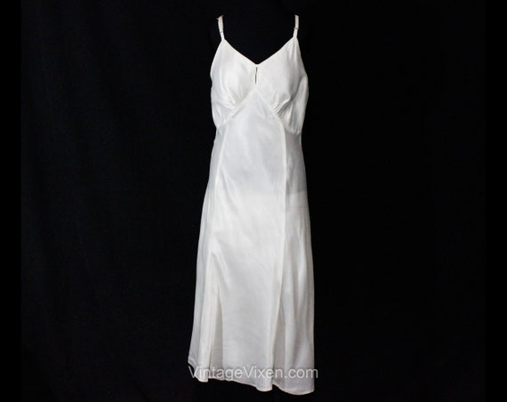 ワンピース 1930s Bias cut Ivory Lingerie Dress M 1930s White Slip - Seductive Bias Cut Satin Faille