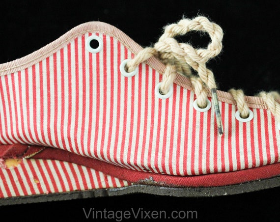 Girl's Size 13 Shoes - Summer 1940s Girls Red Str… - image 3