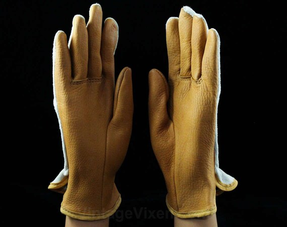 Beautiful Leather & Suede Gloves - Size Large Pair
