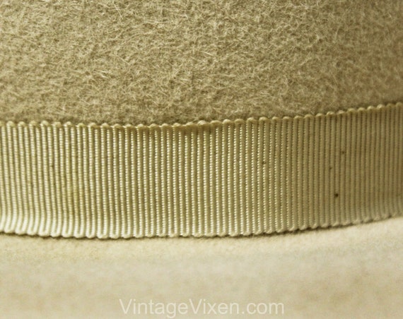 Neutral Felt Hat - Taupe Wool Wide Brim 1970s Mil… - image 8