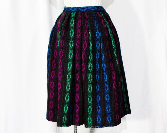 XXS 1950s Pleated Skirt - Folk Style Harlequin Di… - image 6