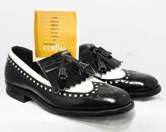 Size 9 Men's Spectator Shoes - 1960s Oxford Loafer