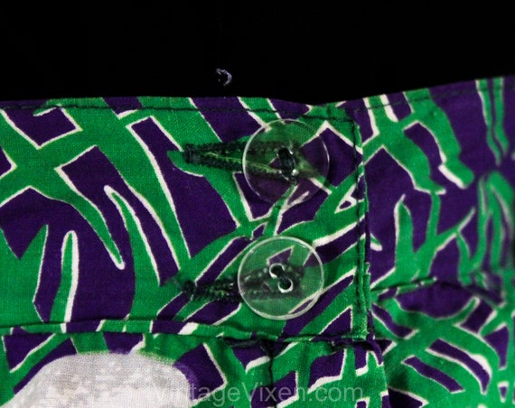 XXS 1950s Daisy Print Full Skirt - Size 2 Green &… - image 7