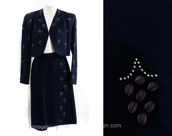 1940s Gabardine Suit - Navy Wool Exceptional 40s … - image 1