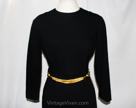 1960s Black Dress with Chain Belt - Sexy Sophisti… - image 2