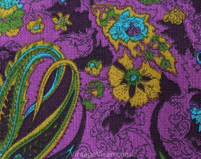 Bust 34 NOS Deadstock with Tags Small 60s Secretary Style Tailored Blouse Violet Purple Sleeveless Shell Size 6 Paisley 1960s Top