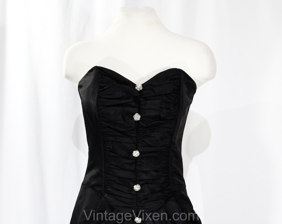 Size 6 Strapless Black Cocktail Dress - Sexy 1990… - image 2