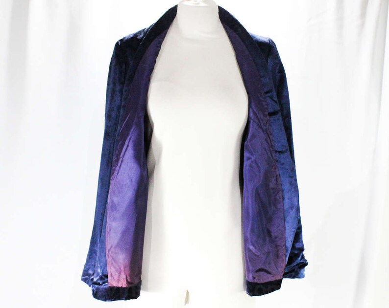 Size 6 Navy Panne Velvet 1960s Jacket Sumptuous From Seventh Avenue Showroom NYC Open Front Bust 34 Gorgeous 60s Rock Star Blazer