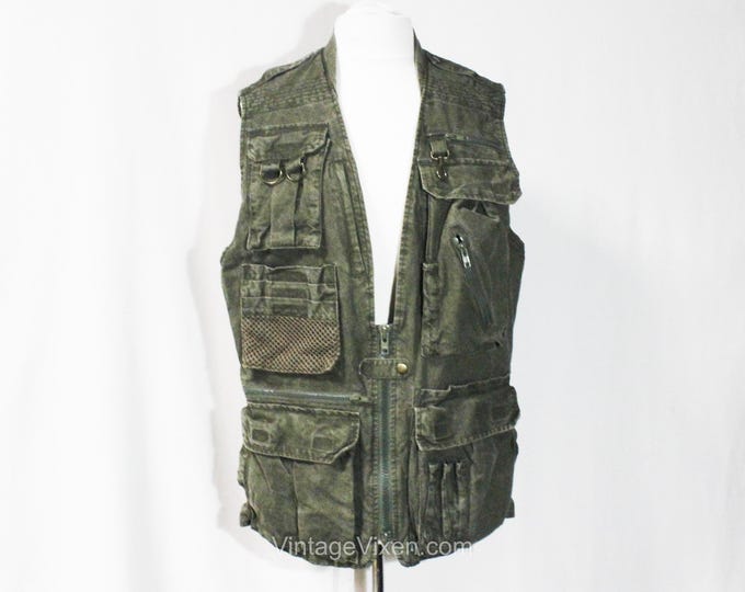 80'S Banana Republic Safari Vest, Men's Size L cotton Beige type Vintage Second Hand main image 0