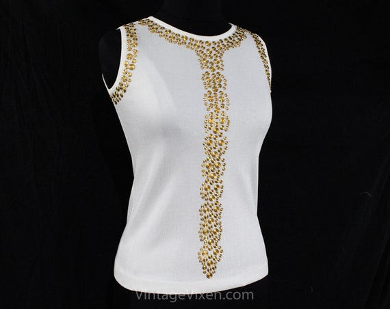 Size 4 Mod 1960s Dress - Sleeveless Sexy White Kn… - image 2