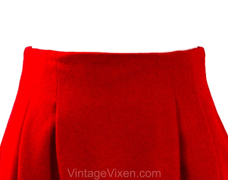 Size 6 Red Fitted Skirt 1980s Sexy Chic Wool Classic Fall Winter Career Clothes Pegged Waist 80s 90s Gorgeous Scarlet Hue Waist 25.5 image 2