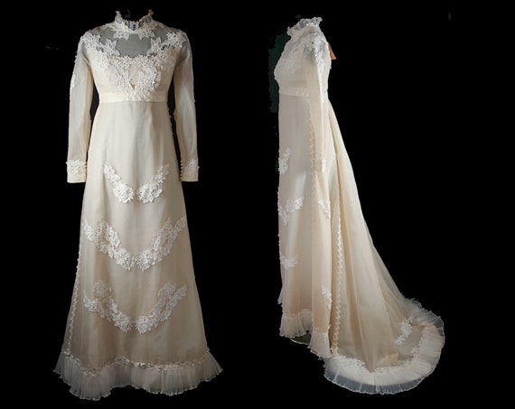 Size 4 Wedding Dress Gibson Girl Style Ecru Net Bridal Gown - Etsy