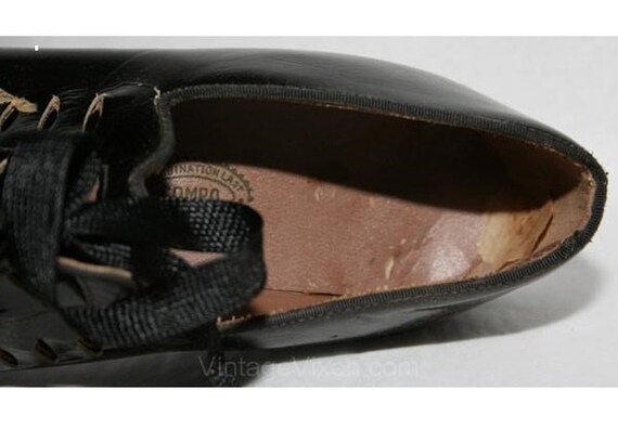 As Is Size 5 1/2 Flapper Era Shoe - 1920s Black P… - image 4