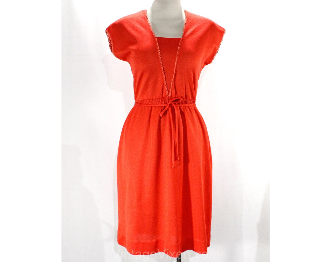 Size 8 Orange Dress New Wave 1980s Medium Summer Sheath - Etsy