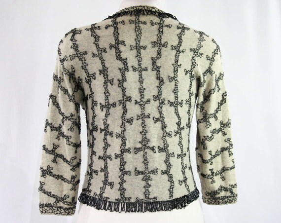 1950s Beaded Sweater - Soft As Cashmere - Charcoa… - image 5