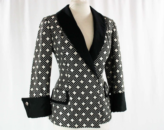 Size 8 Sarmi Jacket - Black & Silver Polka Dot Bro