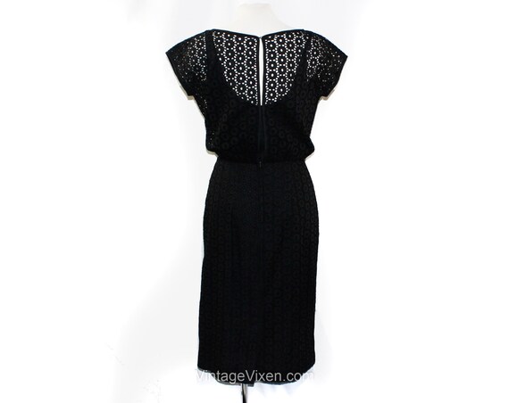 Small 1950s Black Dress - 50s Cotton Summer Dress… - image 10
