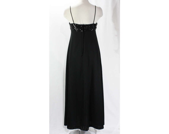 1970s Black Dress - Strappy & Sexy Maxi Dress wit… - image 4