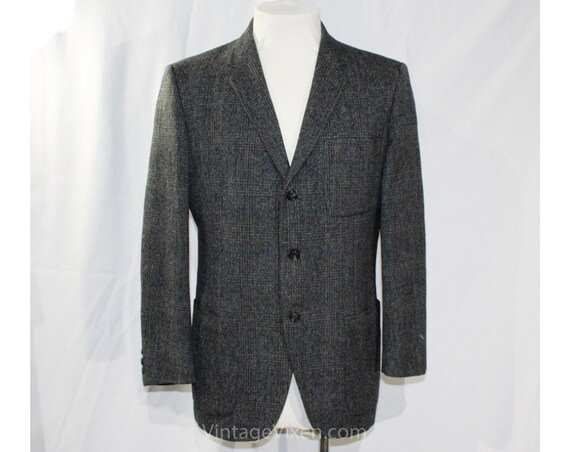 Men's 1950s Suit Jacket Small Blue Gray Glen Plaid Wool - Etsy