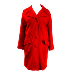 Manteau rouge XL - pardessus Mod rétro des années 1960 et 70 - veste croisée en polyester taille 16 - vintage automne printemps grande taille pour femmes - buste 42