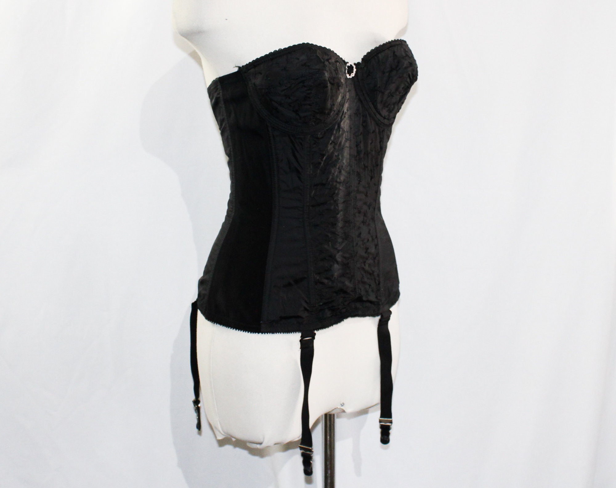 50s Bustier Halter Corset Vintage Boned Black Bra Lingerie 34C -  Canada