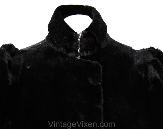 Size 8 Antique Faux Fur Coat - Black 1900s Edward… - image 3