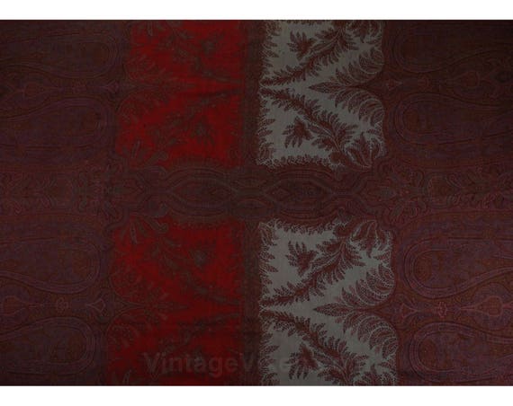 XL Victorian Paisley Shawl - Antique Wool Kashmir… - image 1
