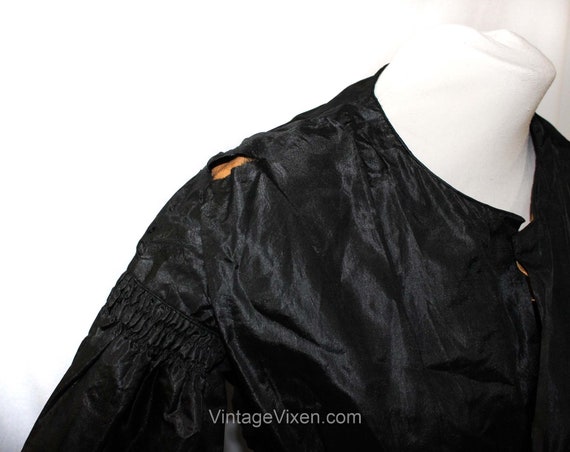 1840s Victorian Dress - Exceptional Black Silk Ru… - image 3