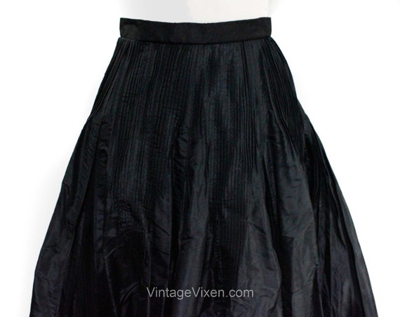 1890s Black Silk Skirt with Accordion Pleats & Ch… - image 2