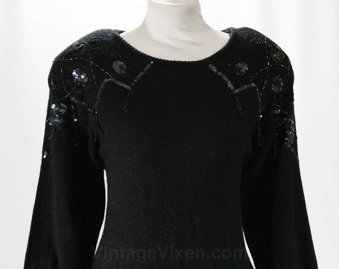 black glitter sweater dress Black Sequin Knit Mini Dress self-portrait